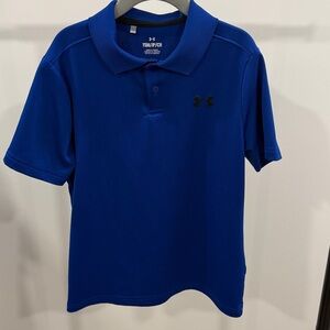 Under Armour Blue Striped Kids Polo Shirt Size S